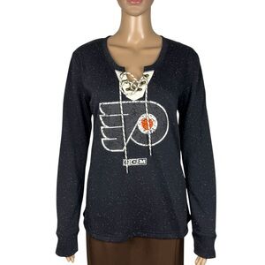 Women's Philadelphia Flyers Lace-Up Long Sleeve Top Size L